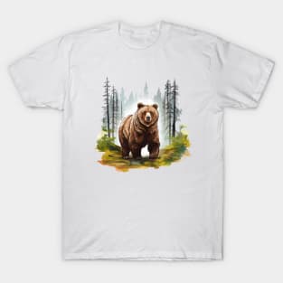 Watercolor Grizzly Bear T-Shirt